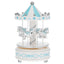 Bagutta Giostra Musicale in Acrilico con Cavalli, Base Bianca e Decori Azzurri 10x18 cm