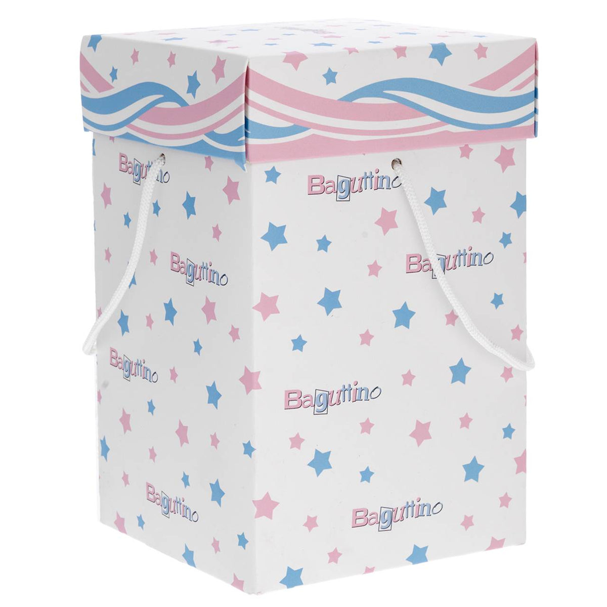 Bagutta Giostra Musicale in Acrilico con Cavalli, Fascia Argentata e Decori Azzurri 10x18 cm