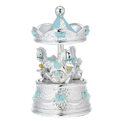 Bagutta Giostra Musicale con Cavalli a Dondolo, Cupola a Corona Azzurra 10x17 cm