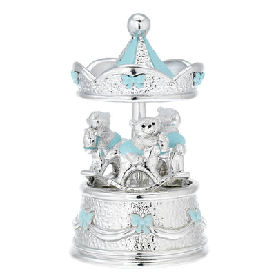 Bagutta Giostra Musicale con Orsetti a Dondolo, Cupola a Corona Azzurra 10x17 cm