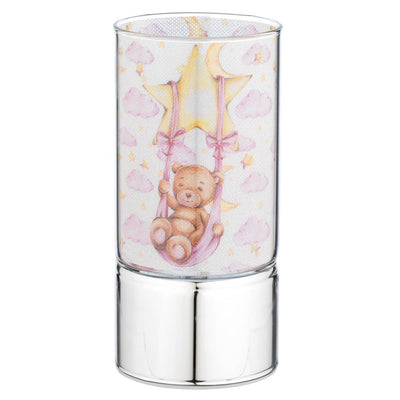 Bagutta Mini Lampada LED in Vetro Orsetto sull’Altalena Rosa 7x15 cm