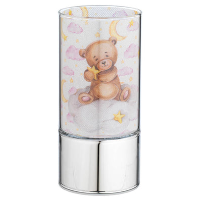 Bagutta Mini Lampada LED in Vetro Orsetto sulla Nuvola Rosa 7x15 cm