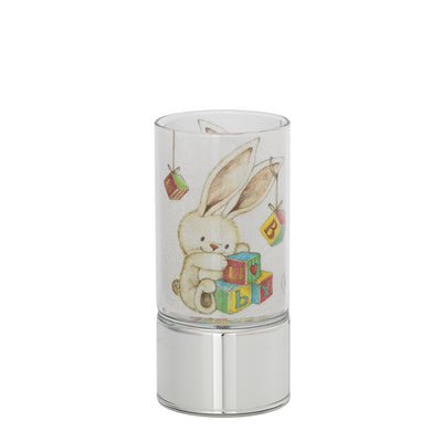 Bagutta Mini Lampada LED in Vetro Coniglietto con Cubi Giocattolo 7x15 cm