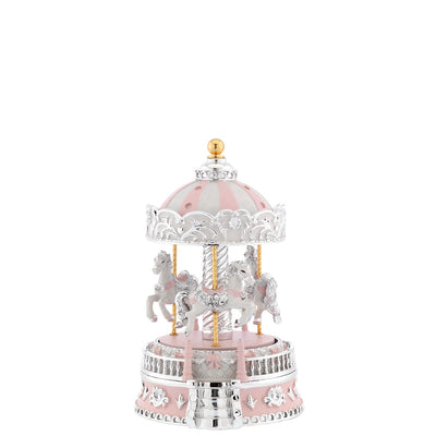 Bagutta Giostra Musicale Carosello con Cavalli e Cupola Rosa 10x16 cm