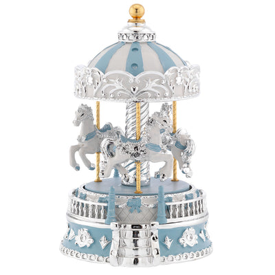 Bagutta Giostra Musicale Carosello con Cavalli e Cupola Azzurra 11x23 cm