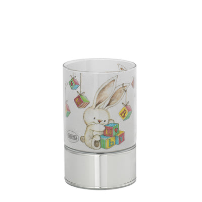 Bagutta Lampada LED in Vetro Coniglietto con Cubi Giocattolo 9x15 cm