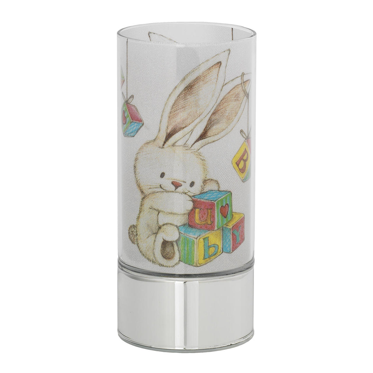 Bagutta Lampada LED in Vetro Coniglietto con Cubi Giocattolo 9x20 cm