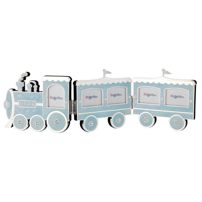 Bagutta Portafoto Multiplo Baby a Trenino per 5 Foto Azzurro 31x11 cm