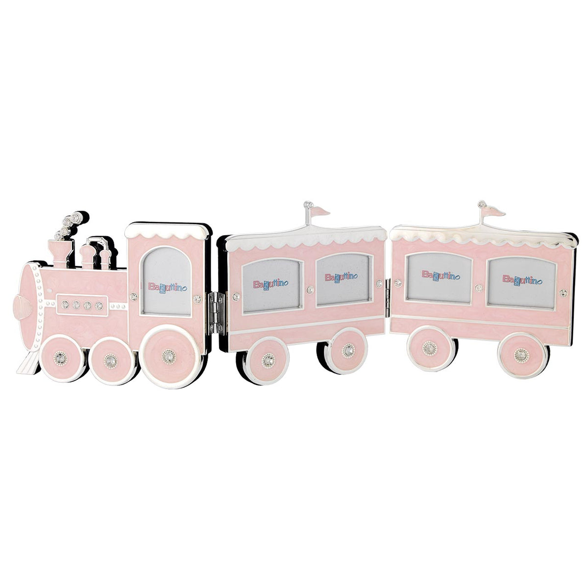 Bagutta Portafoto Multiplo Baby a Trenino per 5 Foto Rosa 31x11 cm