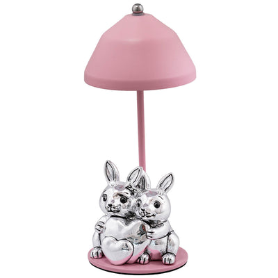 Bagutta Lampada LED USB Coppia di Conigli con Cuore Rosa 22 cm