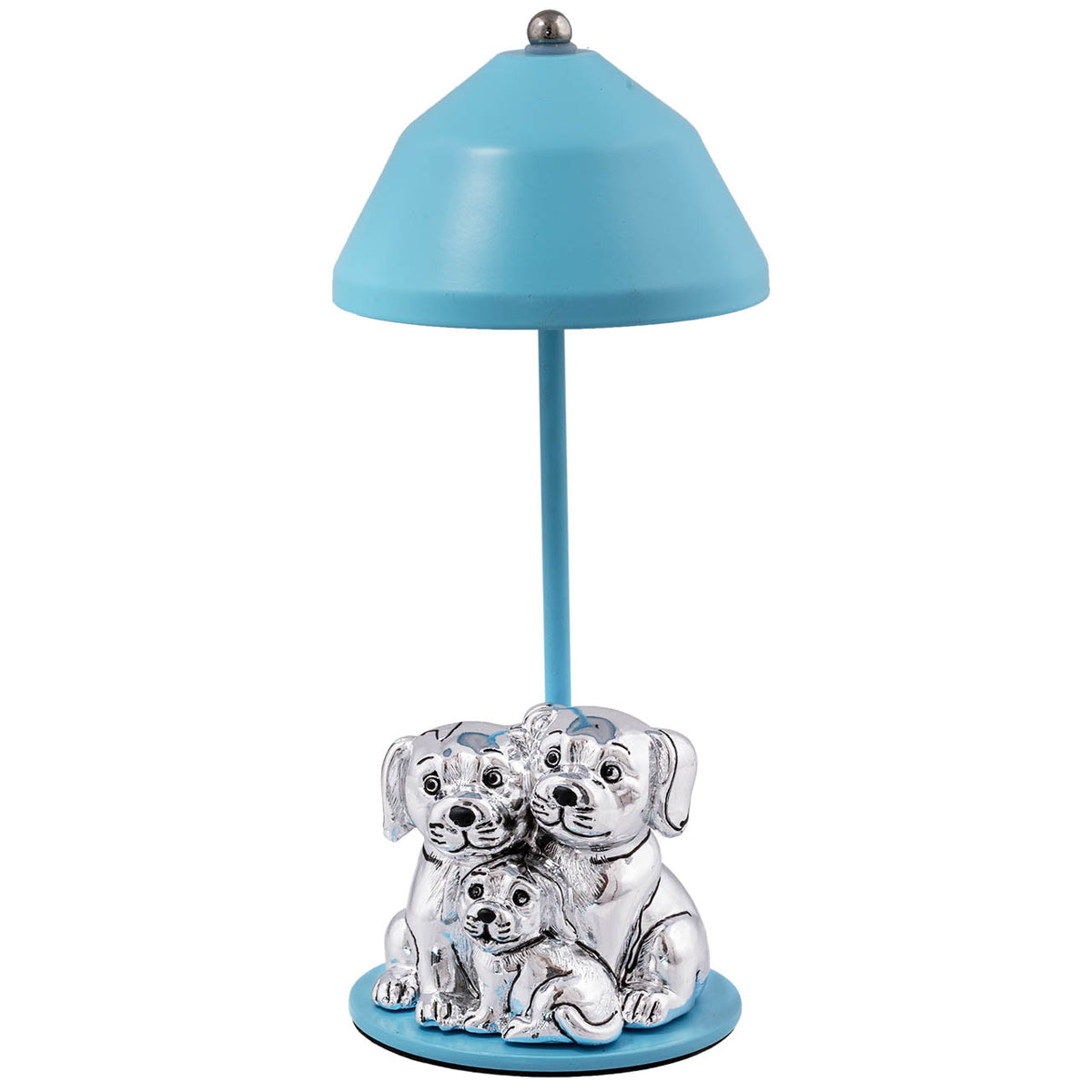 Bagutta Lampada LED USB Famiglia di Cagnolini Azzurra 22 cm