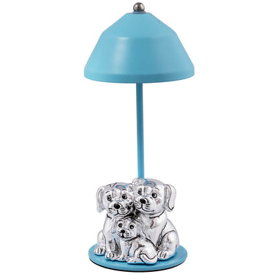 Bagutta Lampada LED USB Famiglia di Cagnolini Azzurra 22 cm