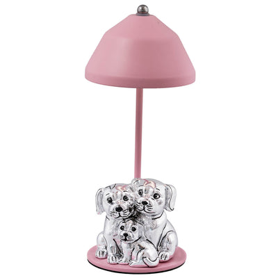 Bagutta Lampada LED USB Famiglia di Cagnolini Rosa 22 cm