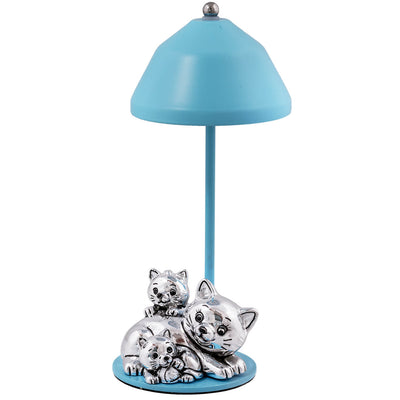 Bagutta Lampada LED USB Famiglia di Gatti Azzurra 22 cm