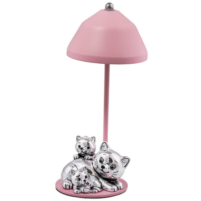 Bagutta Lampada LED USB Famiglia di Gatti Rosa 22 cm