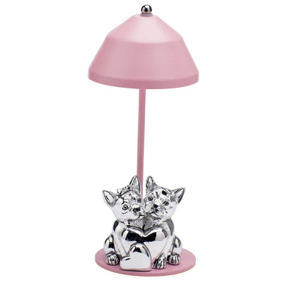 Bagutta Lampada LED USB Coppia di Bulldog con Cuore Rosa 22 cm