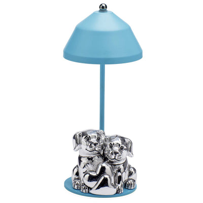 Bagutta Lampada LED USB Coppia di Cagnolini Azzurra 22 cm