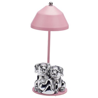 Bagutta Lampada LED USB Coppia di Cagnolini Rosa 22 cm