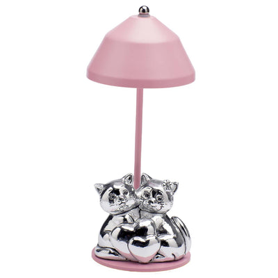 Bagutta Lampada LED USB Coppia di Gatti con Cuore Rosa 22 cm