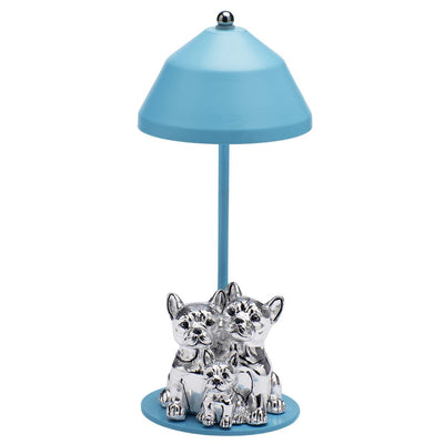 Bagutta Lampada LED USB Famiglia di Bulldog Azzurra 22 cm