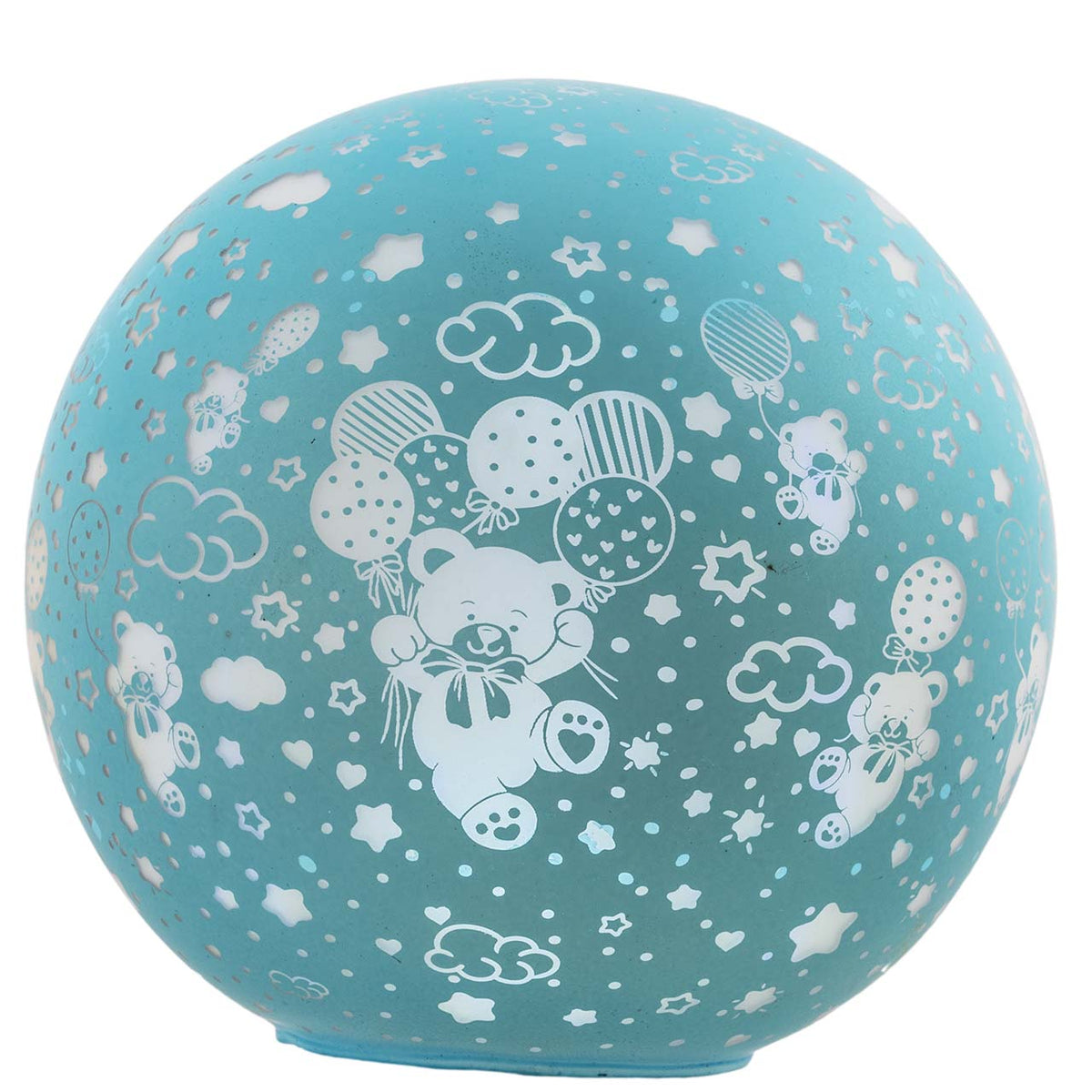 Bagutta Lampada LED Sferica Girevole Orsetti Azzurra con Telecomando 18 cm