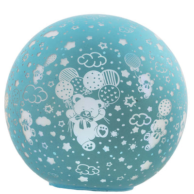 Bagutta Lampada LED Sferica Girevole Orsetti Azzurra con Telecomando 18 cm