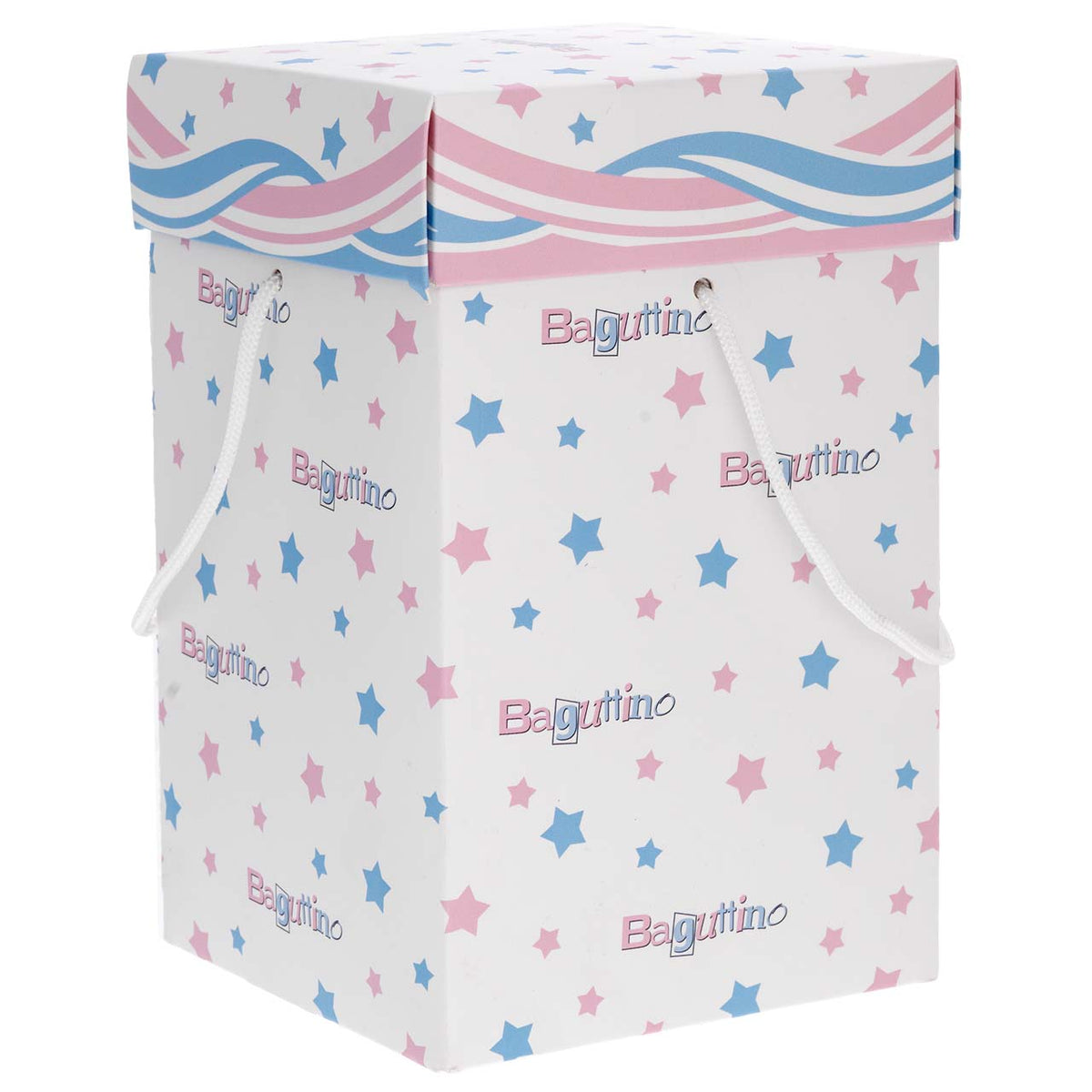 Bagutta Giostra Carillon in Legno con Cavalli, Tetto a Festoni Azzurro e Fascia Argentata 11x23 cm