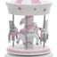 Bagutta Giostra Carillon in Legno con Cavalli, Tetto a Festoni Rosa e Fascia Argentata 11x23 cm