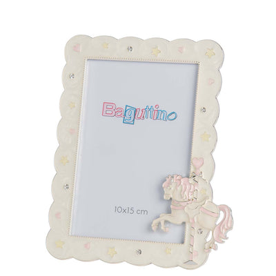 Bagutta Portafoto Silver Plated con Cavallino Rosa per Foto 10x15 cm