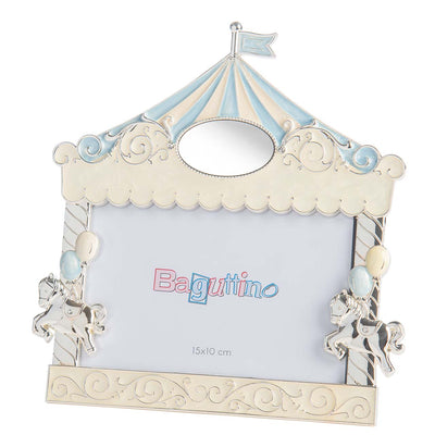 Bagutta Portafoto Circo con Cavallini e Palloncini Azzurro per Foto 10x15 cm