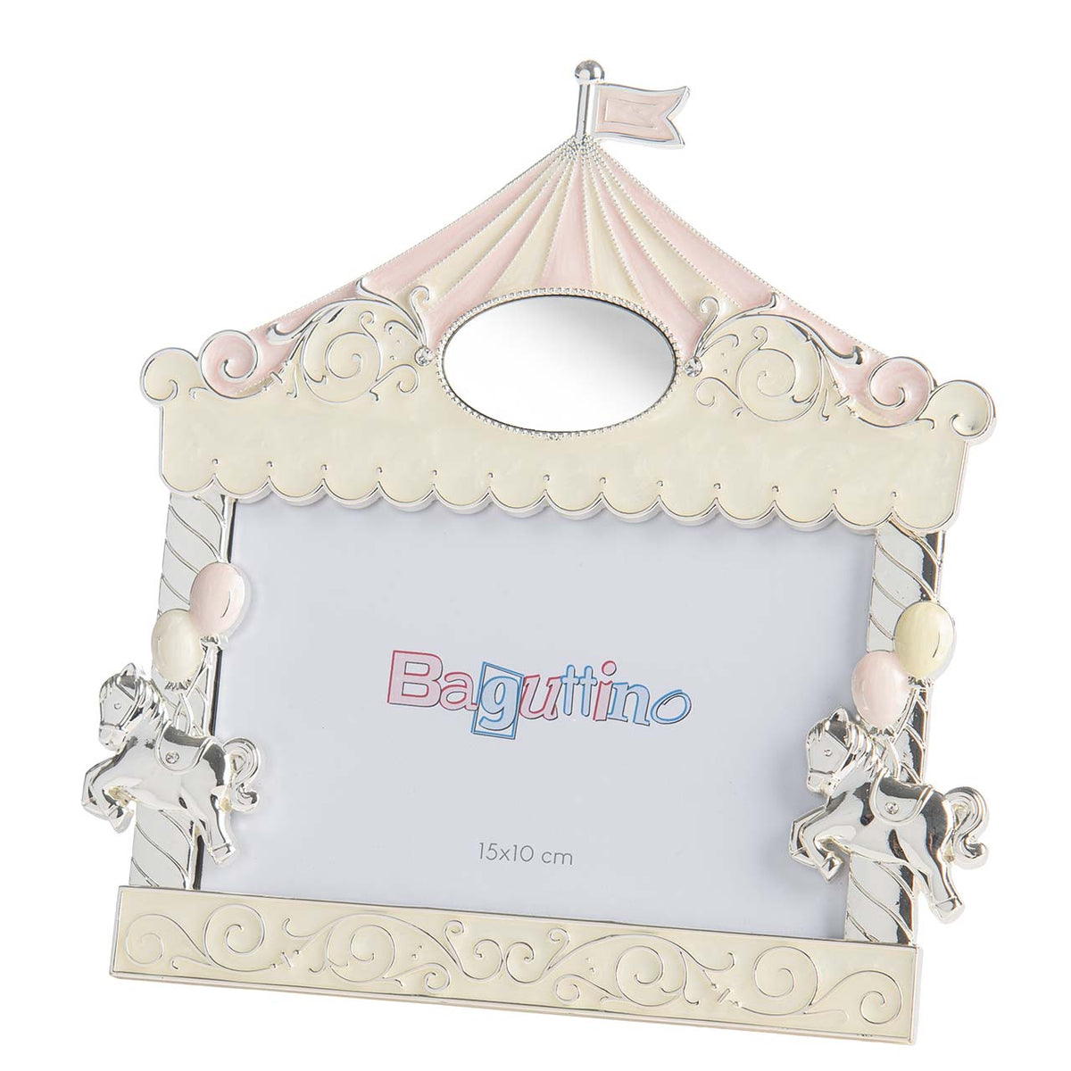Bagutta Portafoto Circo con Cavallini e Palloncini Rosa per Foto 10x15 cm
