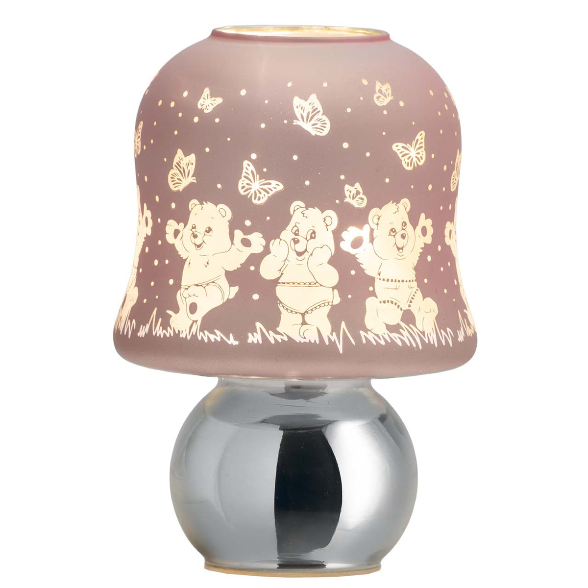 Bagutta Lampada LED da Comodino Orsetti Rosa con Telecomando e Batterie Incluse 19 cm