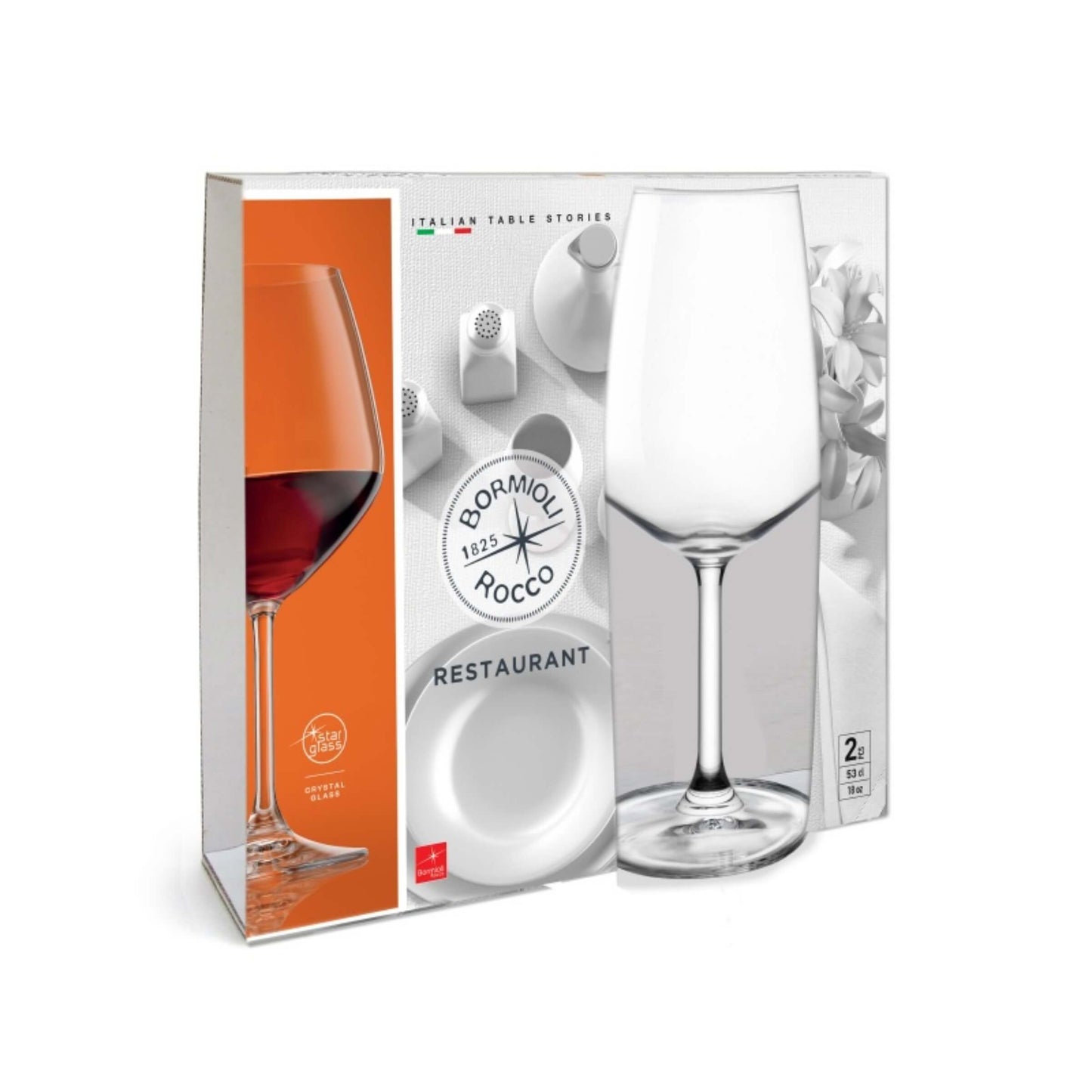 Bormioli Rocco Set 2 Calici  in Vetro Star Glass Vino Rosso Restaurant 53 cl