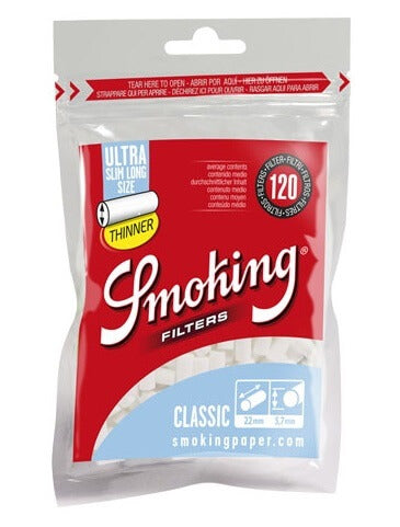 C00015007 FILTRI SMOKING ULTRASLIM LONG SIZE BUSTA 5,5x22mm lisci (30 buste x 120 filtri)