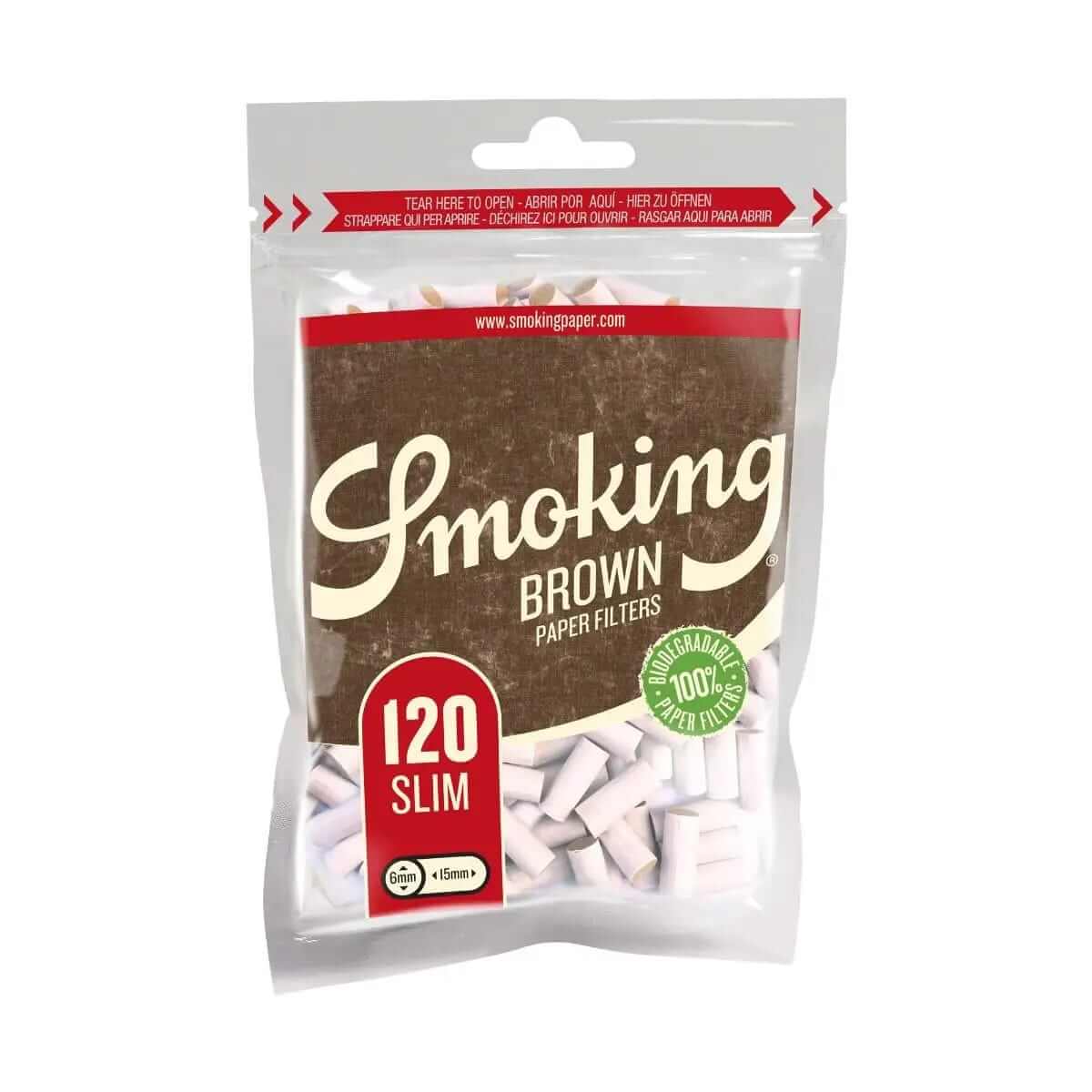 C00009007 FILTRI SMOKING BROWN BUSTA 6x15mm lisci (10 buste x 120 filtri)