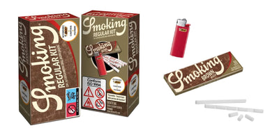 Box Smoking Brown per distributore con Bic Mini, cartine Smoking Brown e 60 filtri spugna ultra slim