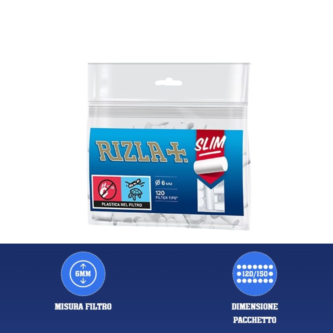 Filtri Rizla Slim in busta diametro 6mm - 40 buste da 120 filtri
