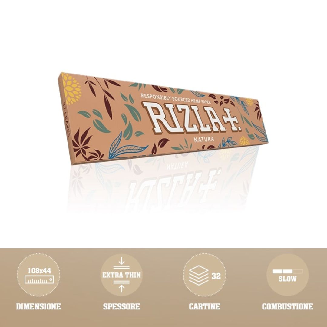 Cartine Rizla Natura KS Slim 108x44mm in canapa biologica, 50 libretti da 32 fogli