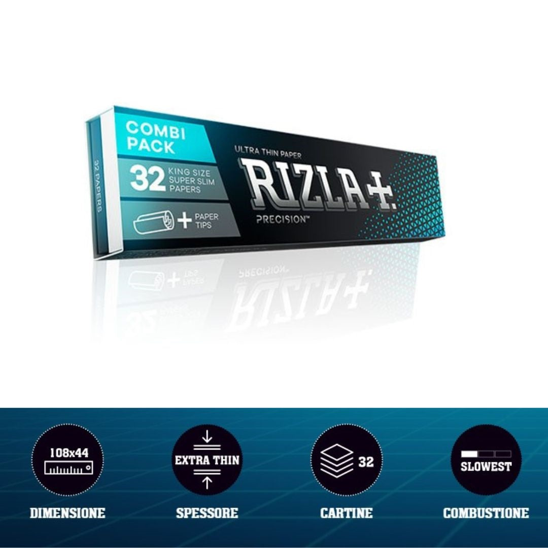 Cartine Rizla Precision King Size Slim con filtri 24 libretti 32 fogli