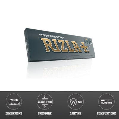Cartine Rizla Argento Corte 70x36mm, confezione 100 libretti da 50 fogli