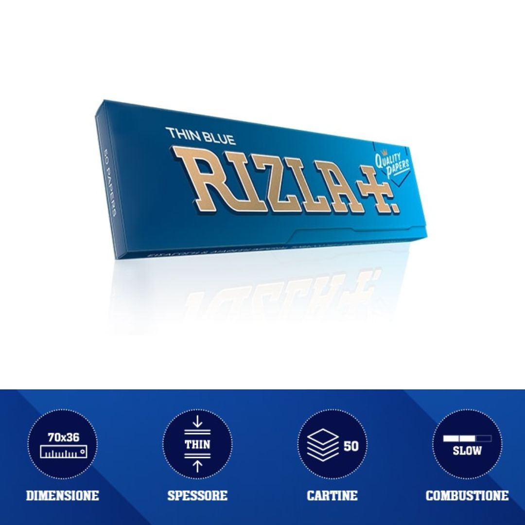 Cartine Rizla Blu Corte 70x36mm, confezione 100 libretti da 50 fogli