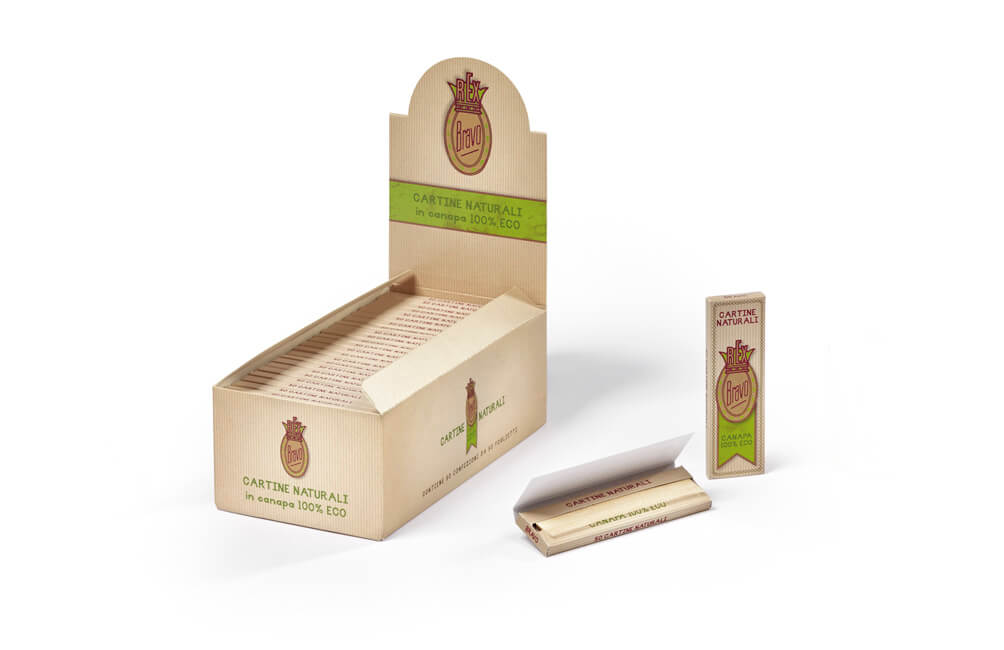 Cartine Bravo Eco Corte 69x37mm in canapa ecologica non sbiancata, 50 libretti da 50 fogli