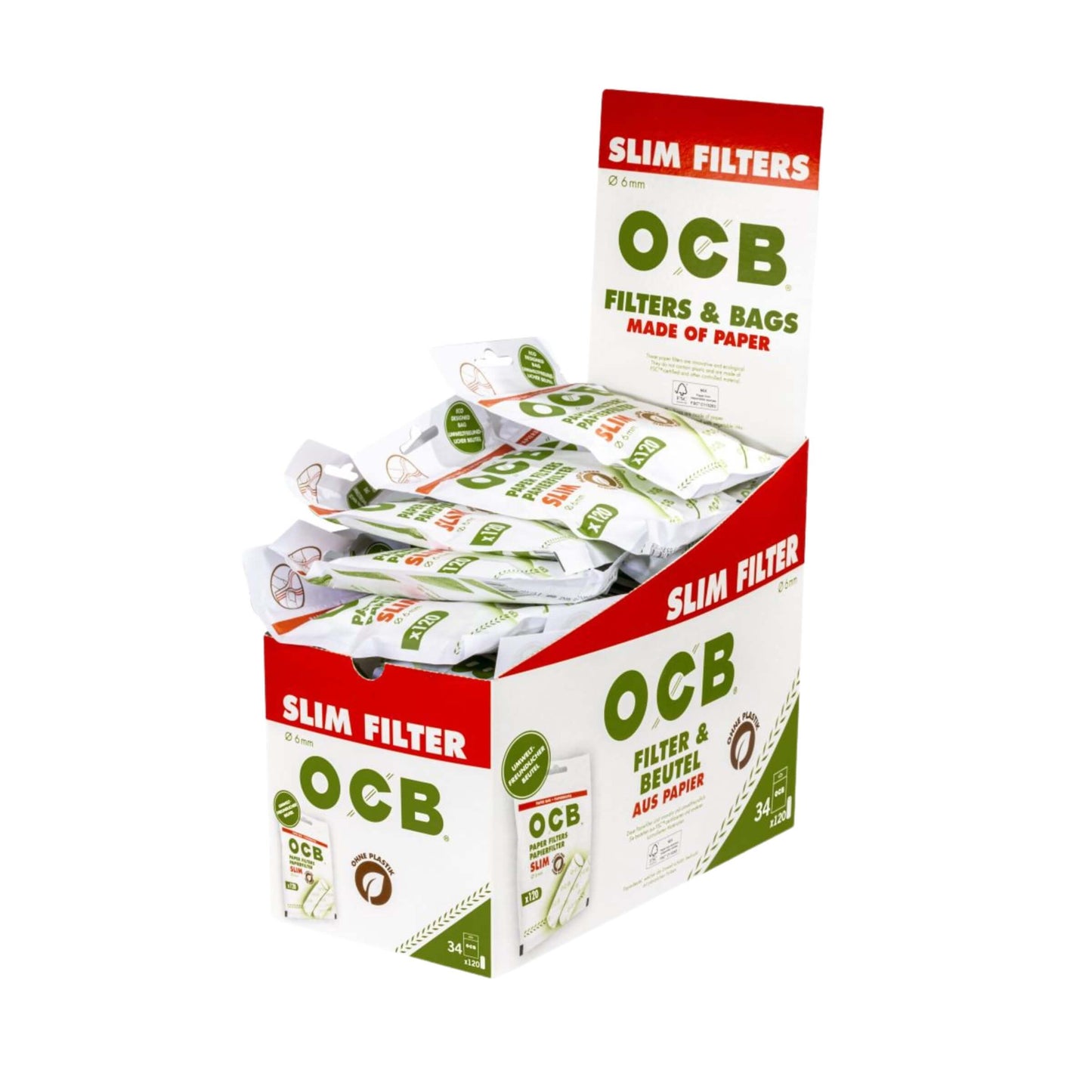 PROV-C04978491 FILTRI OCB BUSTA SLIM IN CARTA 6x15mm (34 buste x 120 filtri)