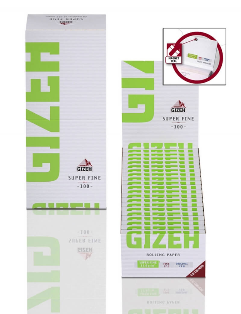 Cartine Gizeh Magnetiche Super Fine Doppie Corte 70x36mm - combustione lenta 12gr/mq 20 libretti x 100 fogli