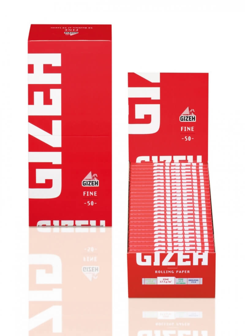 Cartine Gizeh Fine Rossa Corte 70x36mm - combustione lenta grammatura 18,5gr/mq Type B 50 libretti x 50 fogli