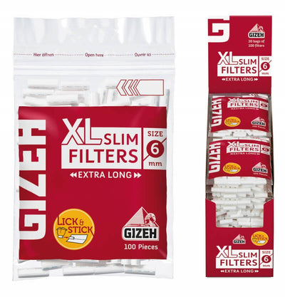 Filtri Gizeh Extra Long 6x19mm con banda gommata - 20 buste da 100 filtri