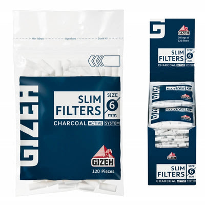 Filtri Gizeh Charcoal ai carboni attivi 6mm - busta da 120 filtri