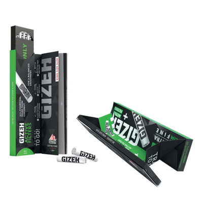 PROV-D00002652 CARTINE GIZEH MAGNET KING SIZE SLIM BLACK EXTRA FINE + ACTIVE FILTERS AI CARBONI ATTIVI (16 libretti x 34 fogli + 16 filtri)