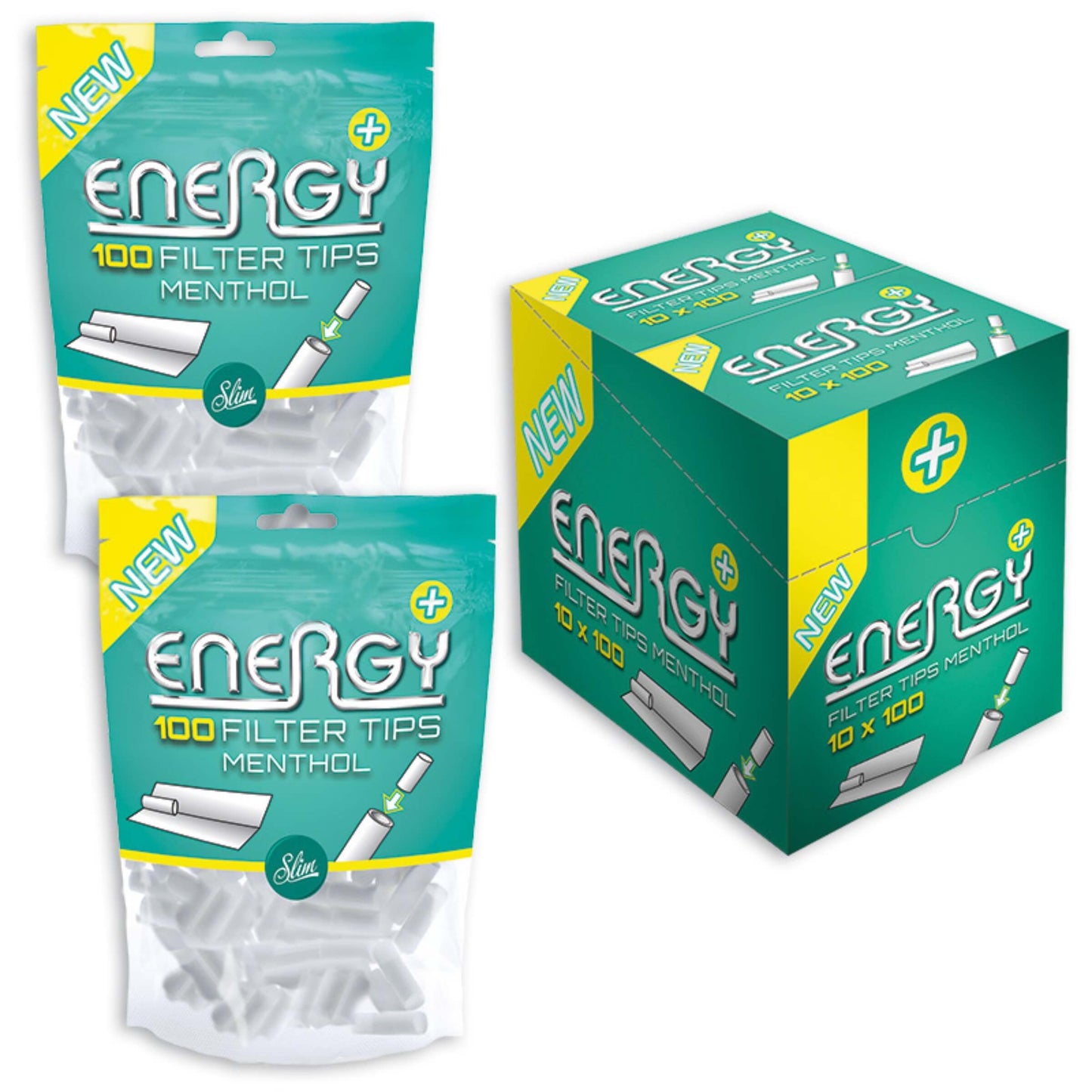 PROV-C04812005 FILTRI ENERGY MENTOLO IN BUSTA 6mm  (10 buste x 100 filtri)