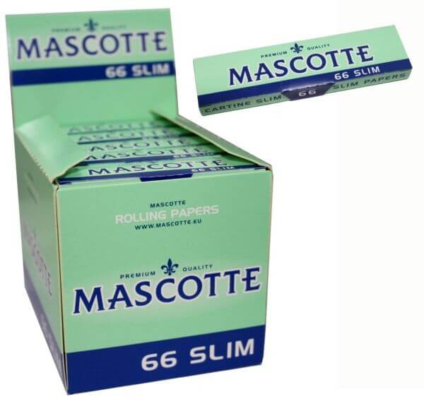 Cartine Mascotte 66 Slim 70x28mm - combustione veloce grammatura 20gr/mq Type A 50 libretti x 66 fogli
